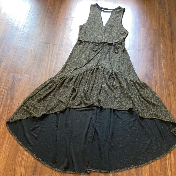 NWT Urban outfitters Ecoté high low gold shimmer dress size medium - Picture 4 of 11
